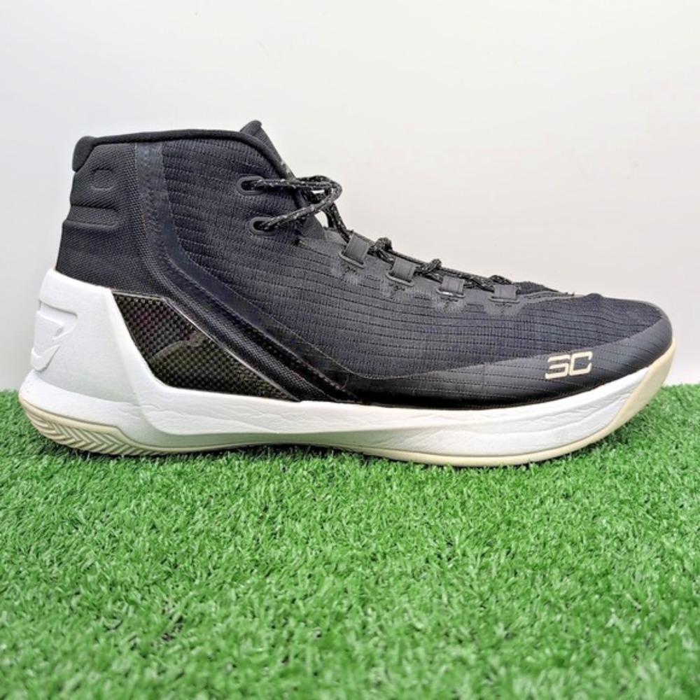 Under Armour Curry 3 Cyber Monday Shoes Mens Size 13 Medium Black White Sneakers - Picture 2 of 12